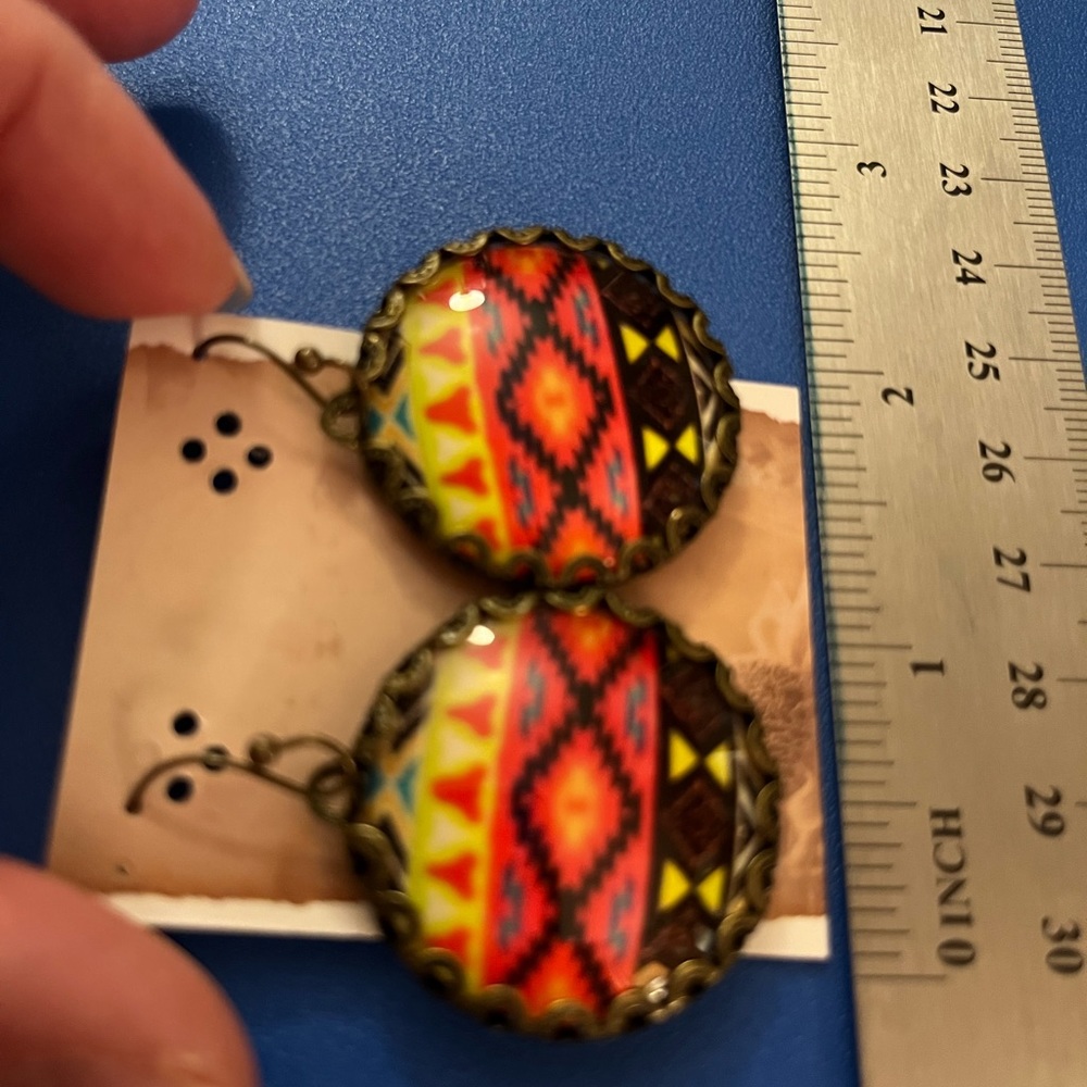 Aztec Pattern Earrings - Picture 4 of 4